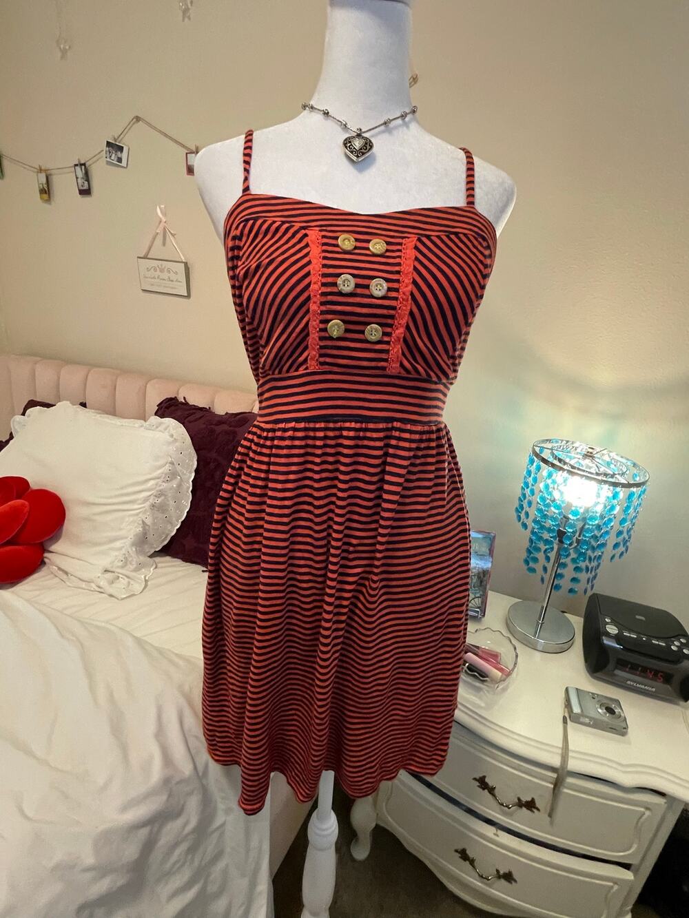 xhilaration y2k stripe babydoll fall colored dress